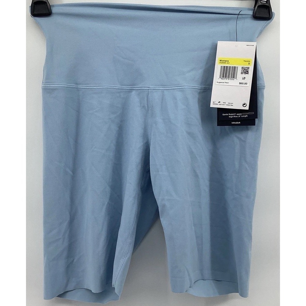 Nike Zenvy Women's Regular Size S Light Blue Bike Shorts Training DQ6003-441 NWT